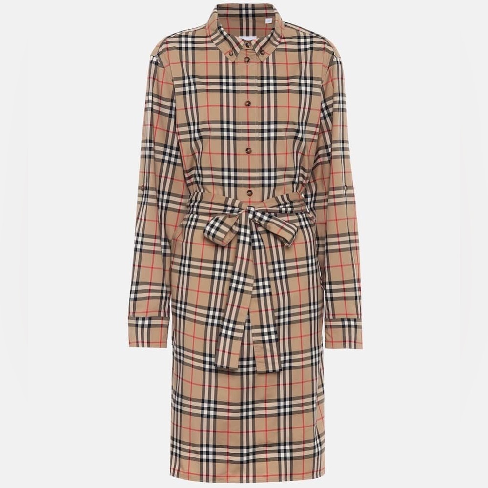 New Burberry check dress classic cotton shirt dress